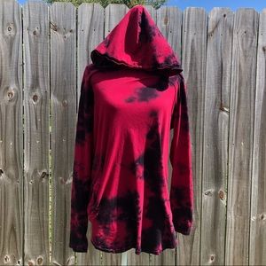 Pac Sun Red Tie Dye Cotton Hoodie Large
